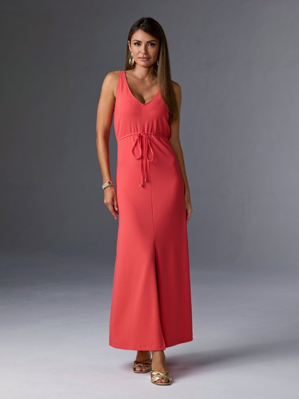 NWT Beyond Travel Sleeveless Drawstring Maxi Dress  Size S